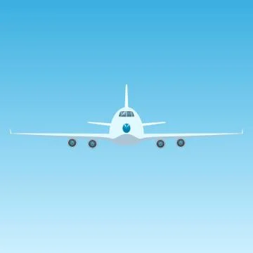 Plane in the Sky, Front View of Airplane 스톡 일러스트