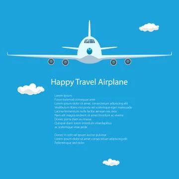 Plane in the Sky, Front View of Airplane Stock Illustration