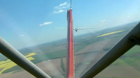 Plane in the sky glider pulls Stock Footage 38334416