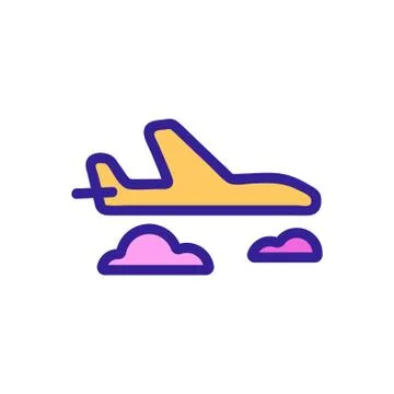 Plane in the sky icon vector. Isolated contour symbol illustration Иллюстрация
