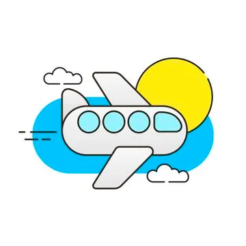 Plane In The Sky On White Background Vector Image Ready For Your Design 스톡 일러스트