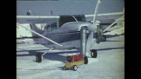 Plane In Snow Stock Footage 135188825