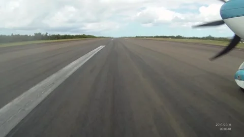 Plane speeding on runway Stock Footage 260578372