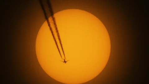 Plane Sun Transit Stock Footage 108254314