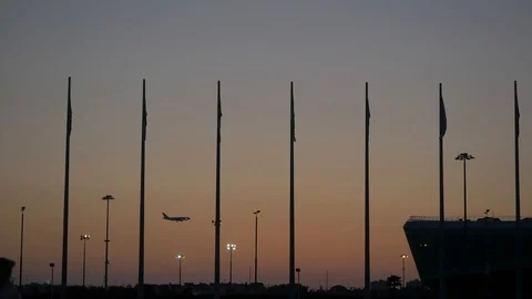 Plane at sunset Stock Footage 111324454