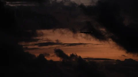 Plane at sunset sunrise Stock Footage 108609474