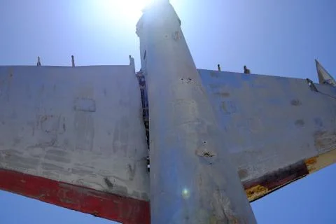 Plane Tail Blocking Sun Stock Photos