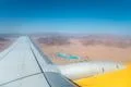 The plane take off on the background of mountain Photo