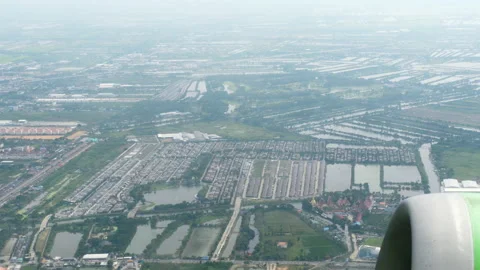 Plane take off city view Stock-Footage 168213794