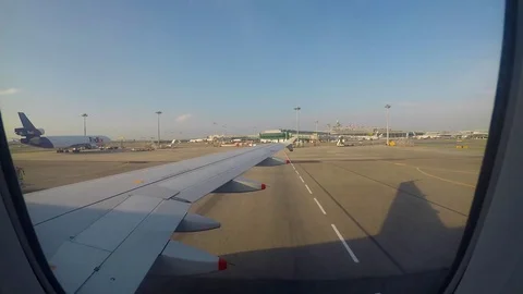 Plane take off hyper-lapse in Singapore Video stock 84491796