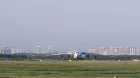Plane before take-off on runway Stock Footage 78359685