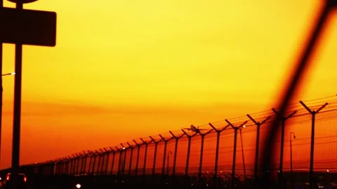 Plane take off with sunset background Stock Footage 305308027