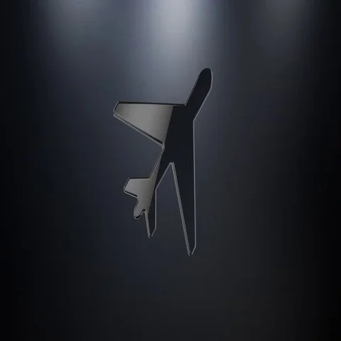 Plane Takeoff Black 3d Icon Stock Footage 69721851
