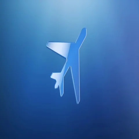 Plane Takeoff Blue 3d Icon Stock Footage