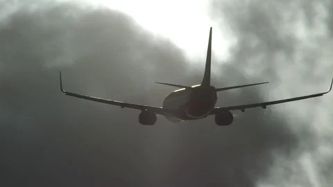 Plane takeoff with a cloudy landscape Stock Footage 89434340