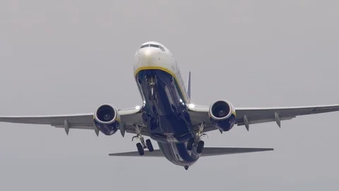 Plane takeoff, front view, super zoom Stock Footage 89434505