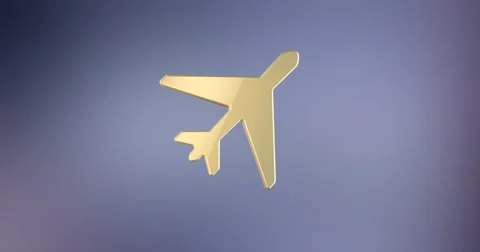 Plane Takeoff Gold 3d Icon Stock Footage 66573128