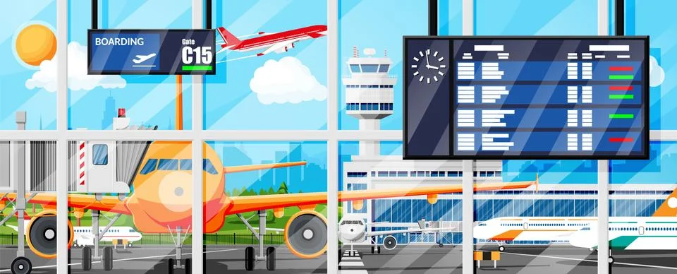 Plane Before Takeoff Stock Illustration