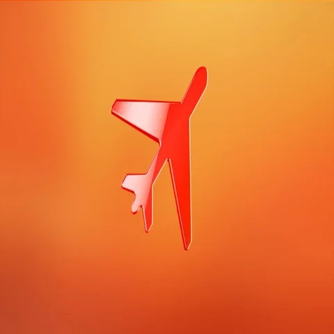 Plane Takeoff Red 3d Icon Stock Footage 69722113