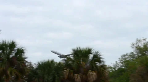 Plane takeoff soaring through the trees Stock Footage 36718432