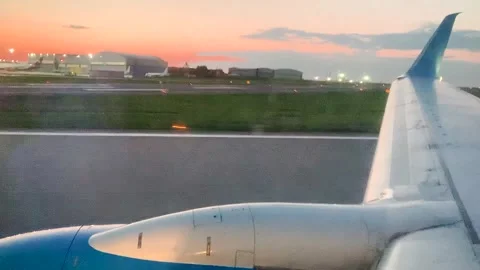 Plane takeoff view from the window Stock Footage 313931259