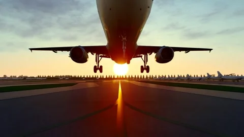 Plane takes off from the airport Stock Footage 288173010
