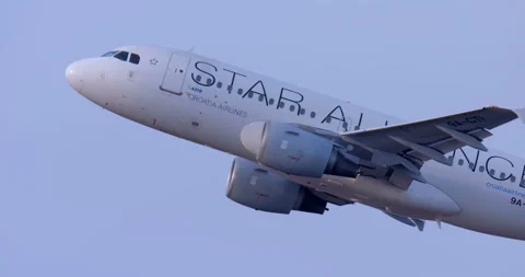 The plane takes off and climbs Stock Footage 119583477