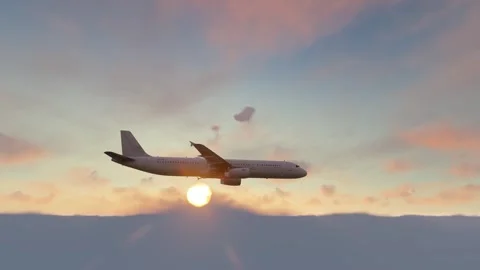 Plane takes off and flies through the clouds Stock-Footage 288183473