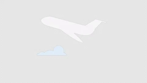 Plane takes off. Animation of a plane on a background of clouds. Cartoon Stock Footage 260996993
