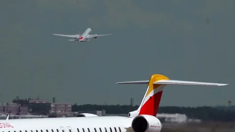 The plane takes off into the sky Stock Footage 102446051