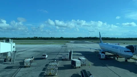 Plane taking off from active runway Stock Footage 245028167