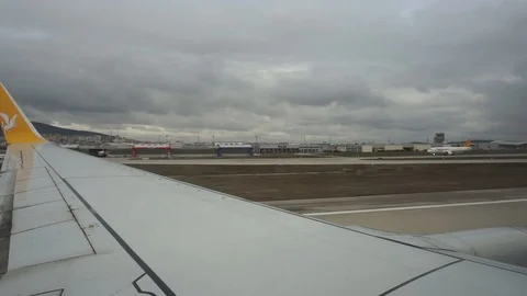 Plane taking off from airport Stock Footage 112628473