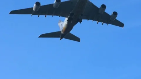Plane taking off with blue sky Stock Footage 75436740