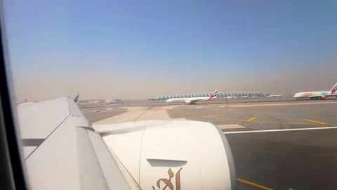 Plane Taking Off In Dubai Stock Footage 317456778
