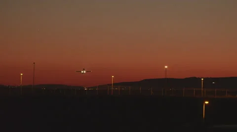 Plane taking off at dusk, night Stock Footage 45390496