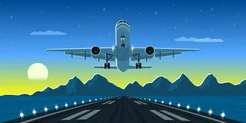Plane taking off Stock Illustration