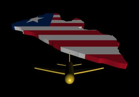Plane taking off from liberia map flag illustration Illustrazione stock