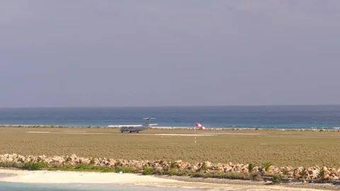 The plane is taking off. Maldives Stock Footage 104096975