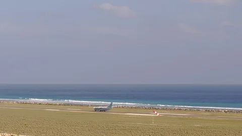 The plane is taking off. Maldives Stock Footage 104097394