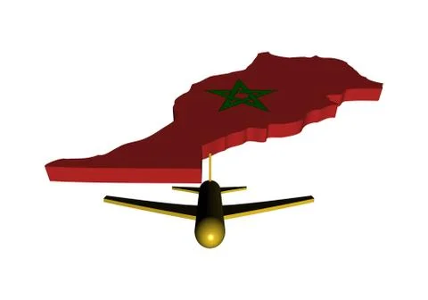 Plane taking off from morocco map flag illustration Illustrazione stock