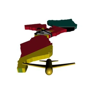Plane taking off from mozambique map flag illustration Stock Illustration