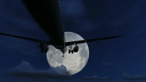 Plane taking off at night Stock Footage 40342987