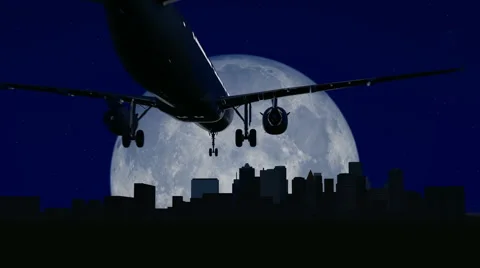 Plane taking off at night Stock Footage 40843294