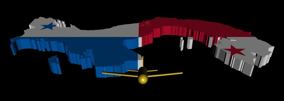 Plane taking off from panama map flag illustration Illustrazione stock