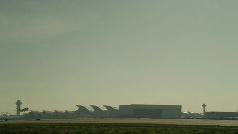 Plane taking off on runway Stock Footage 197494911