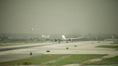 Plane taking off runway Stock Footage 197495104