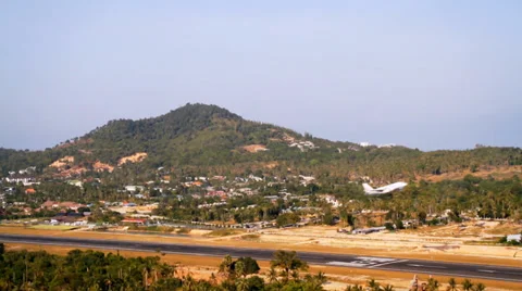 Plane taking off in samui, Thailand Stock Footage 34962665