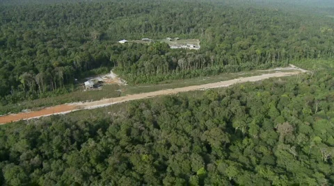 Plane taking off from short dirt runway Stock Footage
