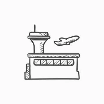 Plane taking off sketch icon Stock Illustration