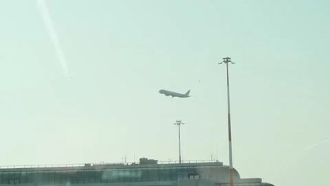 Plane taking of slow motion Stock Footage 220058859